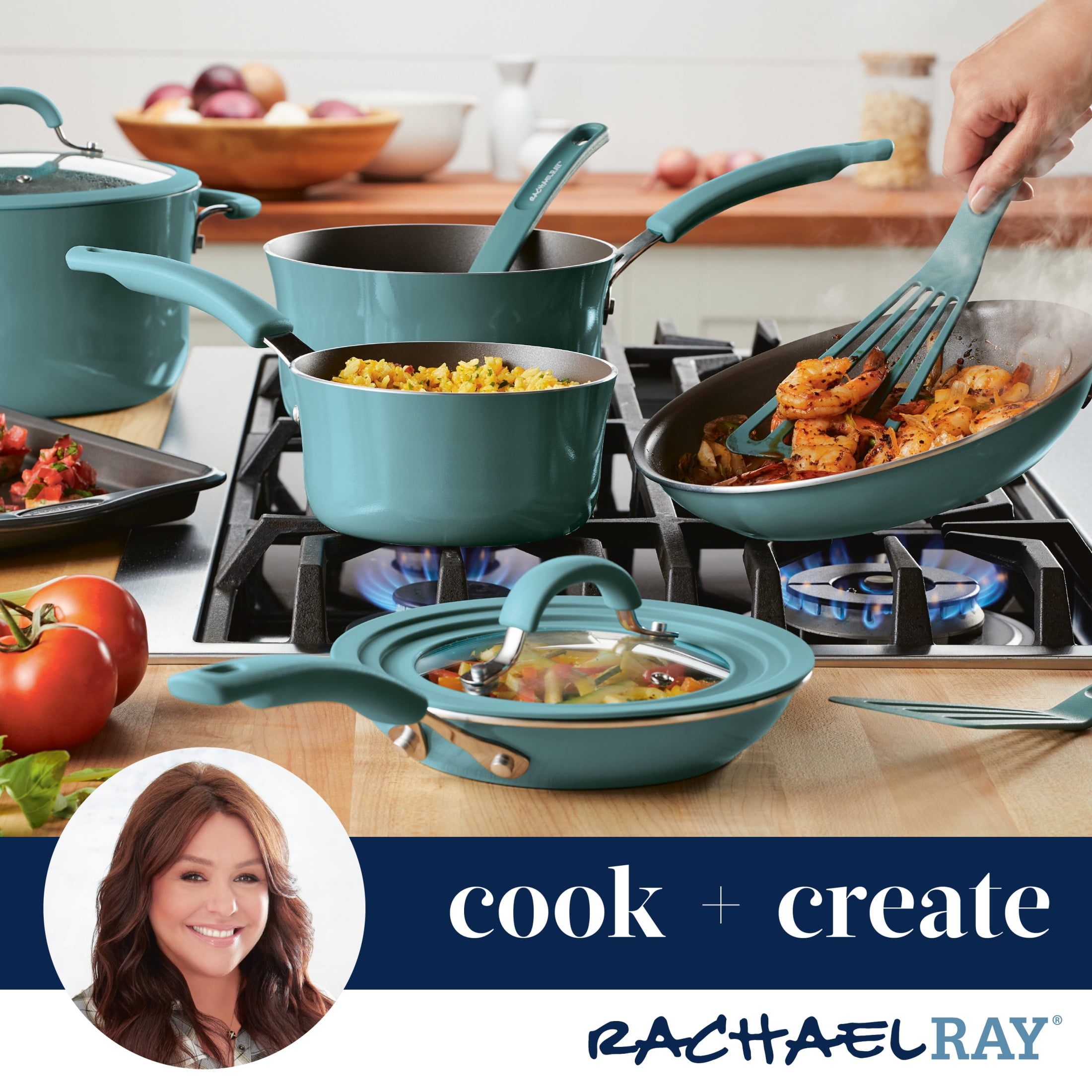 Rachael Ray Cook + Create 2pc Aluminum Nonstick Skillets - Gray : Target