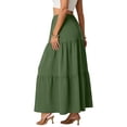 thumbnail image 4 of Maxi Skirts for Women Summer Elastic High Waist A-Line Flowy 3-Layer Tiered Ruffle Long Skirt with Pockets Green XL, 4 of 5
