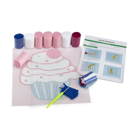 - Cupcake DIY Latch Hook Kit – Sew Your Own 12”x12” Fuzzy Rug - Includes Canvas, Tool, Instructions, Acrylic Yarn – Crochet and Needlework Crafts for Kids and Adults – by Zirrly…