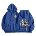thumbnail image 2 of VOONCAS Women's 2XL Blue Floral Hoodie - Cottagecore Retro Style, Dual Prints, Drawstring Hood, Kangaroo Pocket, 100% Polyester, 2 of 5