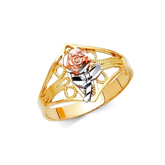 14k Yellow Gold Flower Ring Size 7 Ring for Women - 1.7 Grams