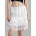 thumbnail image 2 of Women's Lace Half Slip Skirt Low Rise Pleated Ruffle LaceTrim Mini Skirt Layered Flowy Underskirt, 2 of 8