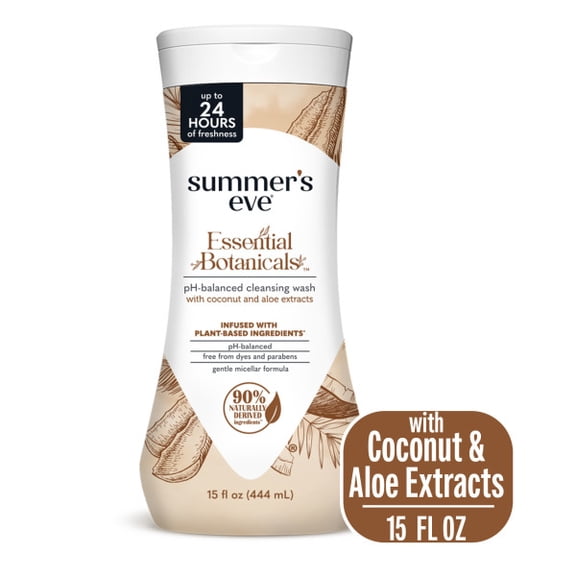 Summer's Eve Essential Botanicals Coconut Aloe Wash, 15 oz
