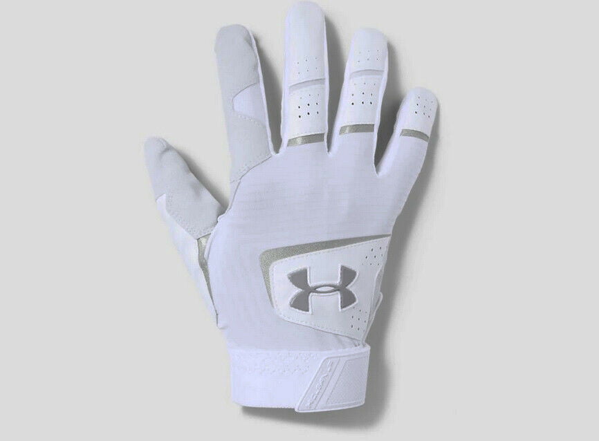 Under Armour Mens Clean Up HeatGear Batting Gloves Black White Size Small 