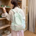 thumbnail image 3 of Floral School Backpack, Cute Aesthetic Backpack with Zippered Side Pocket, Waterproof Bookbag for Middle School College, Green, 3 of 10