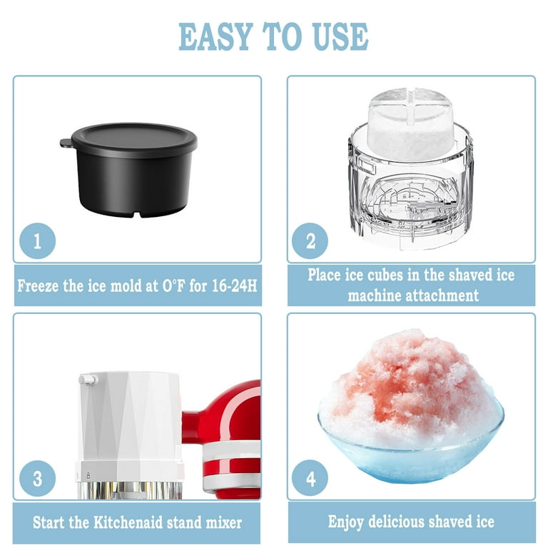 KITOART Shaved Ice Attachment for KitchenAid Stand Mixer with 4