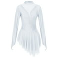 thumbnail image 3 of TiaoBug Women's Figure Ice Skating Dress Long Sleeve Irregular Gymnastics Dance Dresses White L, 3 of 7
