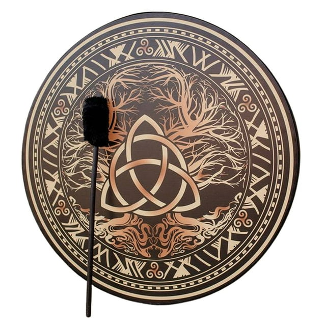 Tambor Chamán Grande De 25 Cm, Tambor De Mano Con Música Espiritual Para Adultos, Tambor Chamán Hecho A Mano, Decoración Del Hogar