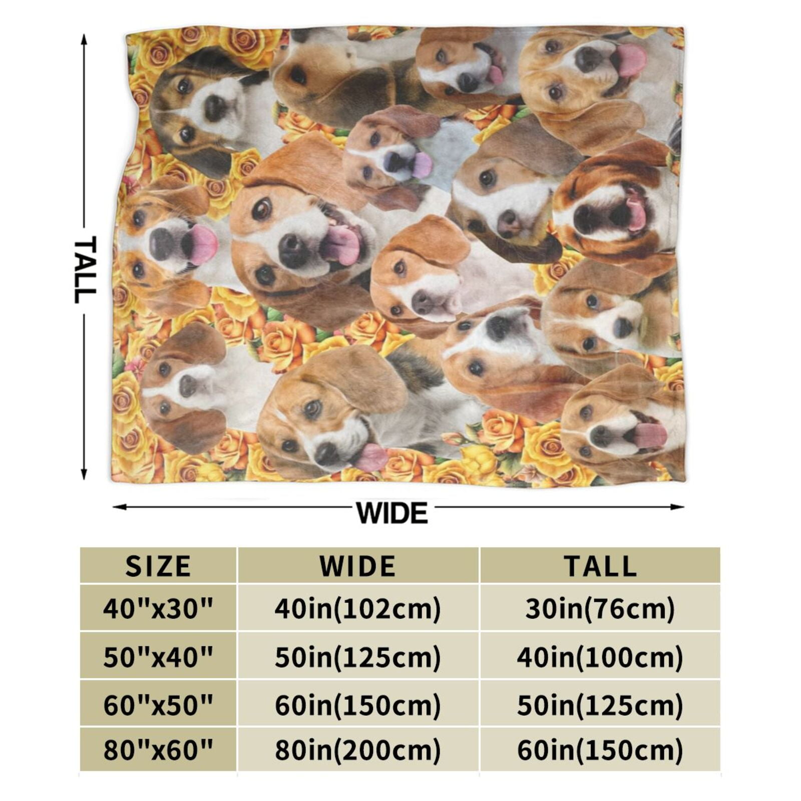 Wijzvio Beagle Dog Throw Blanket Soft Fuzzy Fleece Blanket For Couch Bed Living Room Decoration 50"X40"