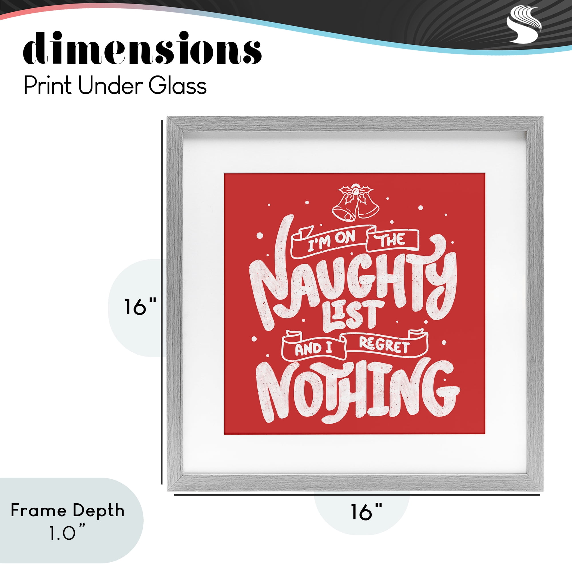Stupell Industries Naughty List Regret Nothing Gray Framed Print Under Glass, design by Tobe Fonseca