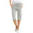 thumbnail image 3 of Teissuly Fashion Womens Casual Solid Color Waist Elastic Loose Half Shorts Pants With Pocket, 3 of 3