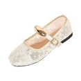 thumbnail image 2 of CHWshoes Women's Floral Embroidered Mesh Mary Jane Flats Square Toe Buckle Strap Breathable Ballet Shoes for Dressy Trendy Work Office Wedding Daily Ballerina，Gold Size 37, 2 of 5