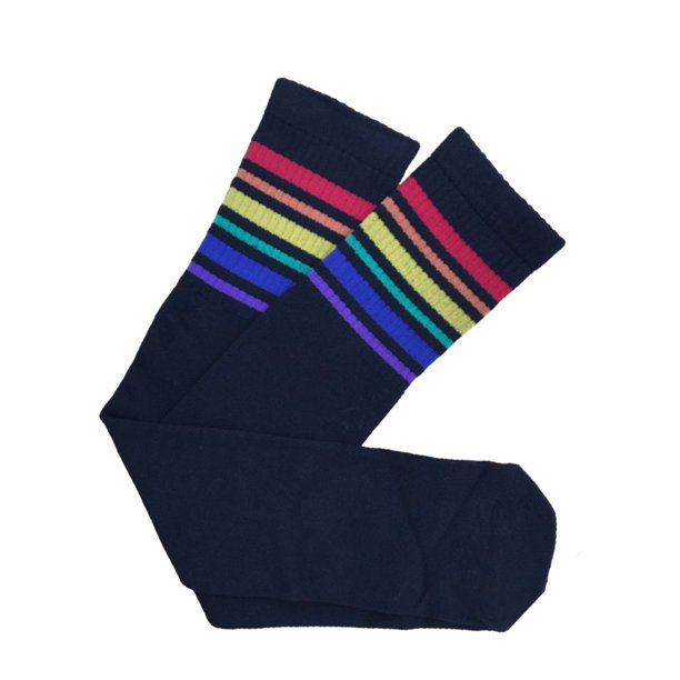 Qarigey Calcetines de tubo medio Transpirable Algodón puro Buena retención de calor Medias Diseño de rayas Absorbente de sudor para niños Medias tipo 49 Qarigey AP009517-49