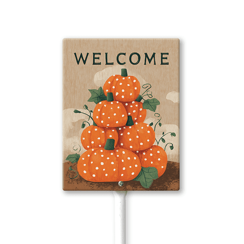 Eveokoki Thanksgiving Yard Sign Aluminum Fall Pumpkin Yard Stakes 4.6x6Inch Garden Decorations Welcome Sign for Autumn Harvest Outdoor Lawn Patio Walkway Decor