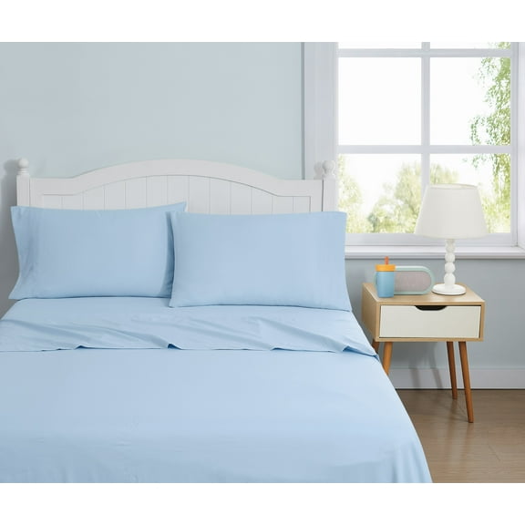 My World Anytime Solid 100% Microfiber Polyester Deep Pocket Sky Blue 4-Piece Full, All Season, Adult and Teen Sizes, OEKO-TEX Certified