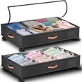 thumbnail image 1 of Under Bed Storage Tsinglax, paquete de 2 unidades, 66 L, con ruedas, gris oscuro, 1 of 8