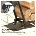thumbnail image 3 of Firewood Rack 31 Inch with Casters - Metal Log Holder & Kindling Rack - Heavy Duty Indoor Outdoor Firewood Organizer - Black Steel Wood Storage Black + Metal, 3 of 9