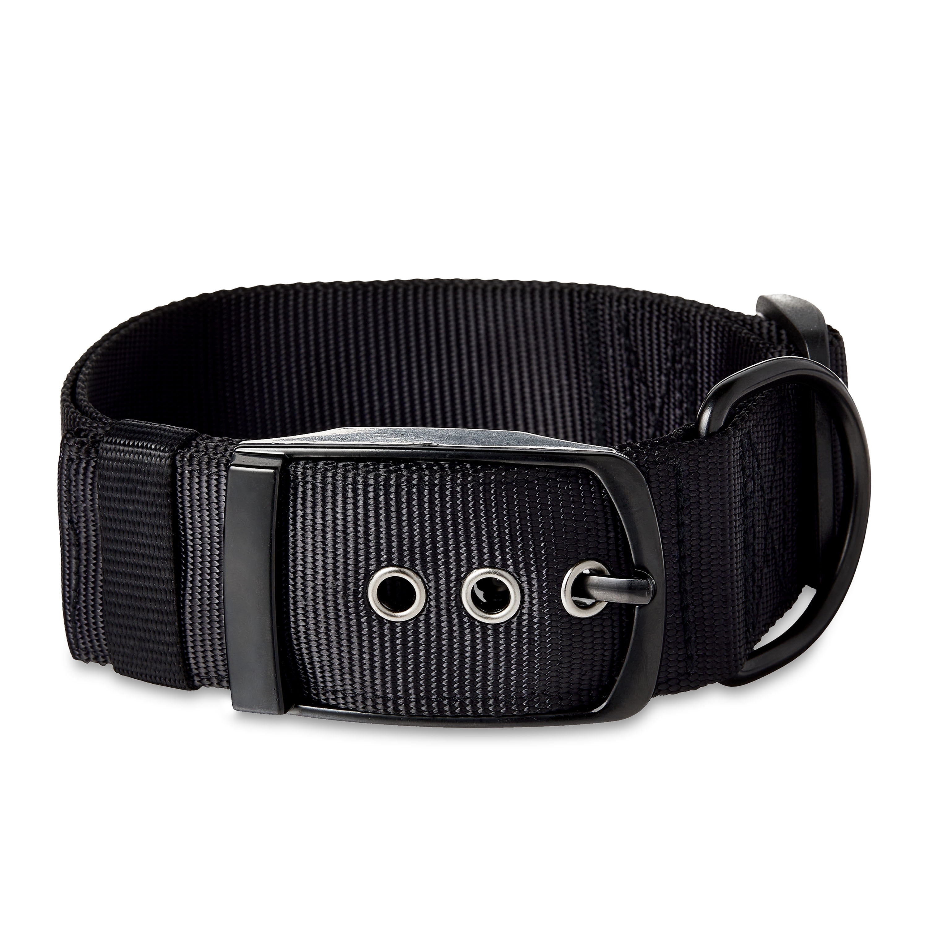 (6 pack) Vibrant Life Solid Polyester Adjustable Dog Collar, Black, XL