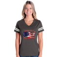 thumbnail image 1 of Womens American Proud To Be US Flag Football V-Neck T-Shirt, 1 of 5