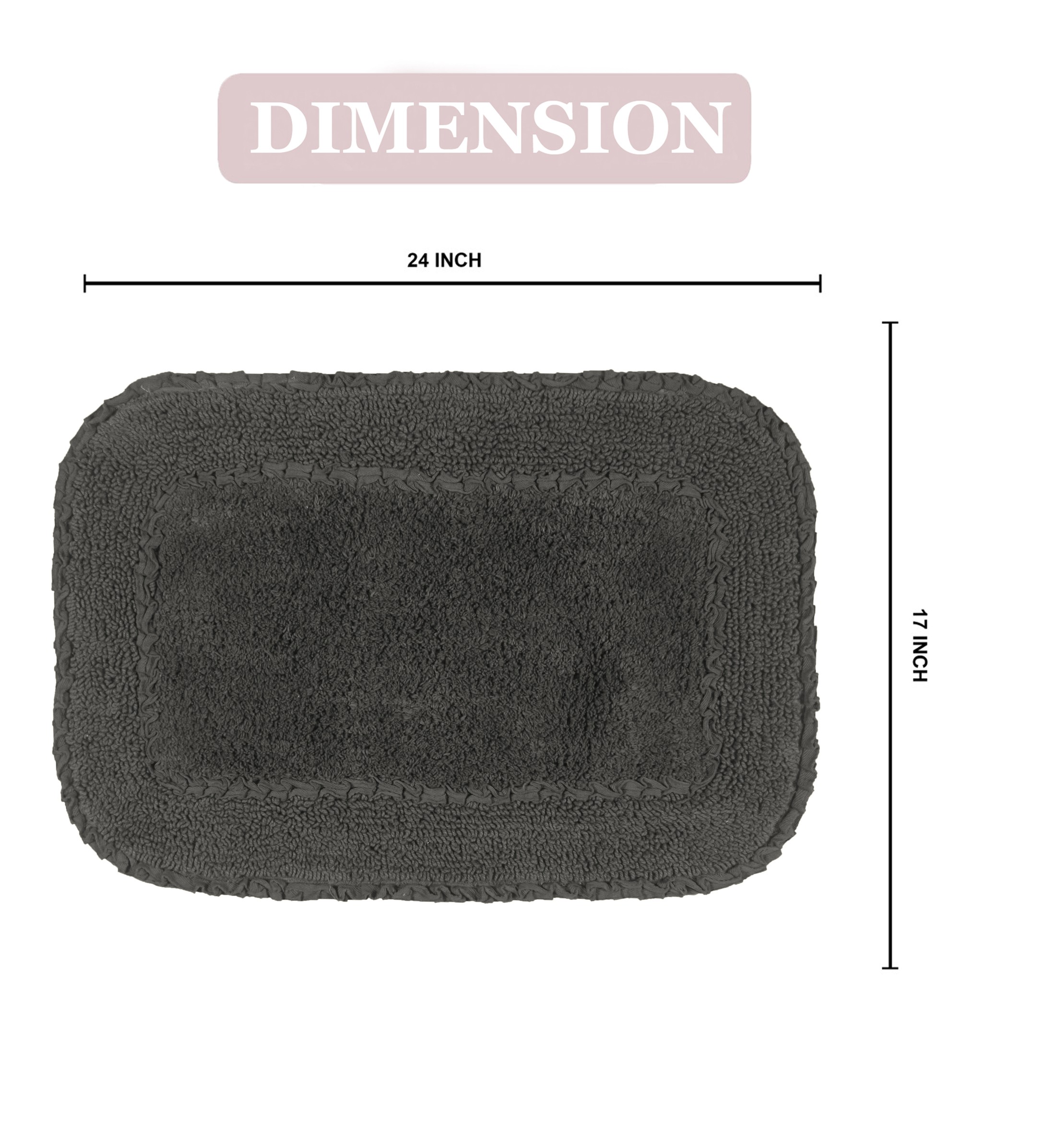 Home Weavers Radiant Collection Bathroom Rug 100% Cotton Bathroom Rugs Set, Machine Washable Rug, Soft & Absorbent bath Rug, Kitchen Mat, Bath Rug, Bath Floor Mat Non Slip, 17"x24" Rectangle, Gray
