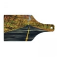 thumbnail image 1 of Fall Cutting Board, Endless Rural Road Through Vibrant Treed Corridor Landscape Scenic Countryside View, Tempered Glass Cutting and Serving Board, Wine Bottle Shape, Multicolor, by Ambesonne, 1 of 1