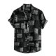 thumbnail image 1 of Lars Amadeus Camisa geométrica para hombre con botones, mangas cortas, camisas informales de verano Negro gris L Unique Bargains Camisas, 1 of 6