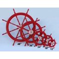 thumbnail image 2 of Hampton Nautical Deluxe Class Dark Red Wood and Chrome Decorative Ship Steering Wheel 48" - ating, 2 of 4