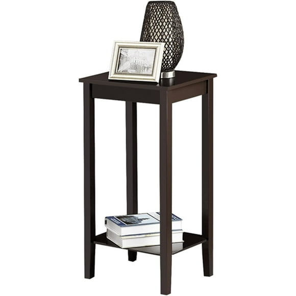 Modern Small Rectangular End Table, Dark Coffee Finish, Dining Table