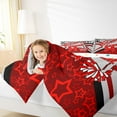 thumbnail image 4 of Manfei Cute Cheerleader Full Size Comforter Sets,Girly Cheerleading Bedding Comforter Set,Red Bowtie Stripes Bedding Sets,Icrofiber Bedroom Decoration Reversible,3 Pieces, 4 of 8