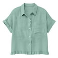 thumbnail image 3 of Posijego Womens Summer Linen Tops Short Sleeve Collared Button down Shirts Business Casual Work Office Blouses, 3 of 9