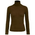 thumbnail image 5 of felwors Women's Cream Textured Long Sleeve Turtleneck Top - Fitted Casual Basic Shirt for Daily & Office Wear Coffee, S, 5 of 6