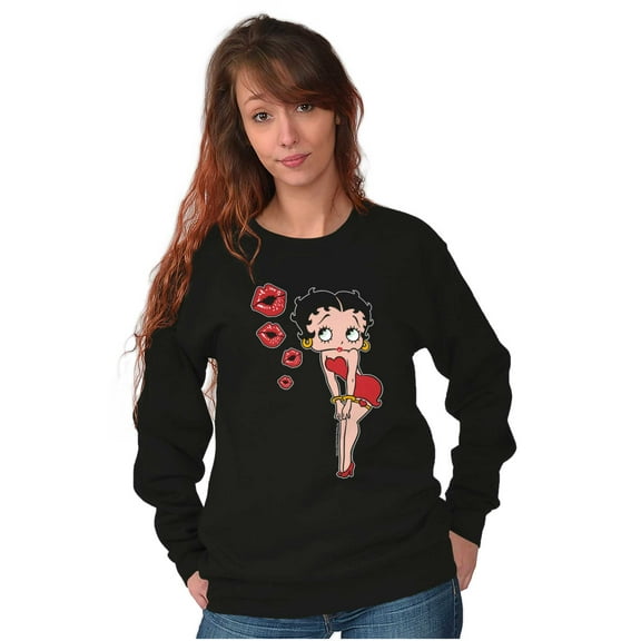 Retro Betty Boop Cartoon Kissy Lips Women Plus Size Sweatshirt Brisco Brands 2X