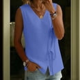 thumbnail image 7 of Women's Sleeveless V-Neck Linen Tank Top, Solid Color Casual Summer Blouse, 7 of 7