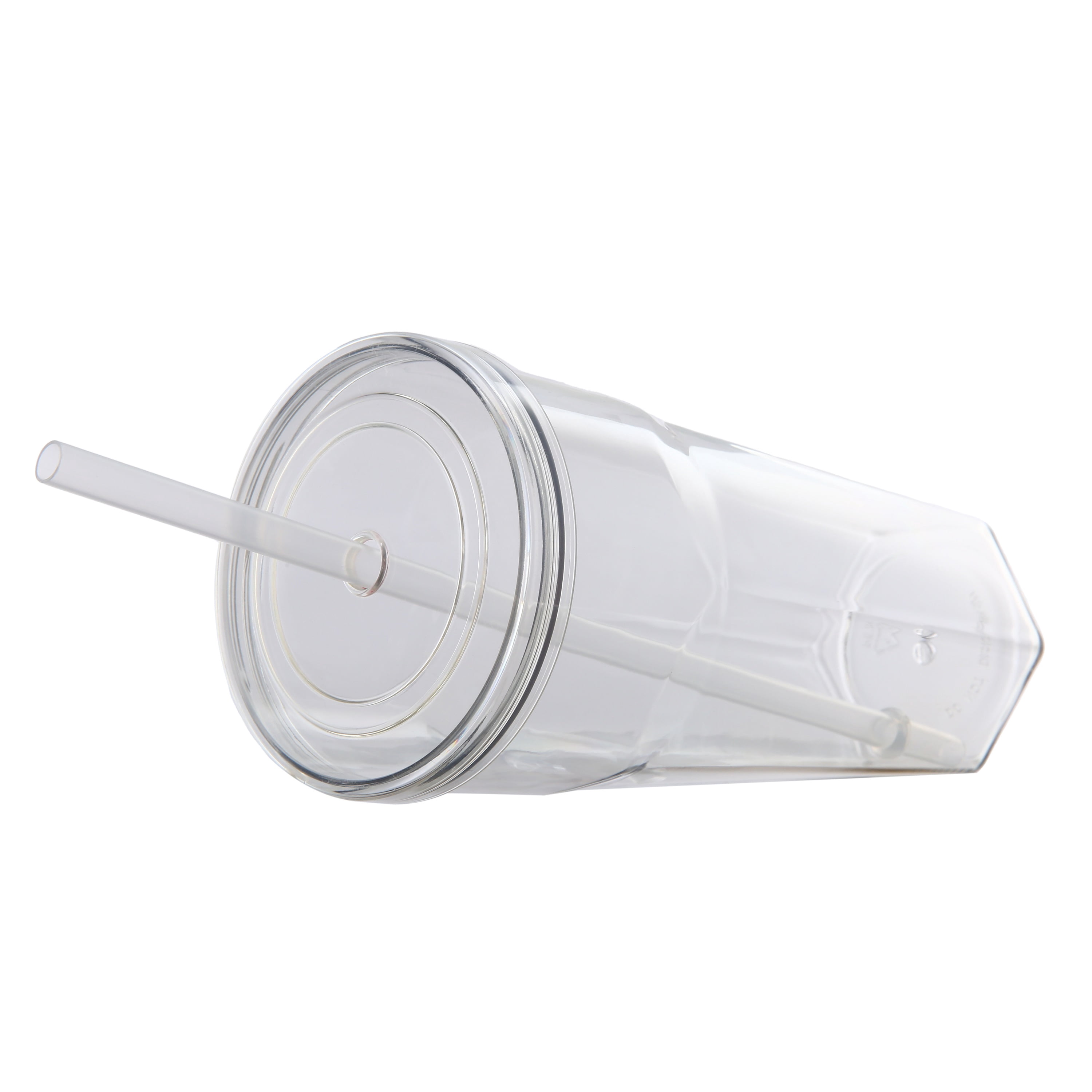 Mainstays 20oz Plastic Tumbler with Screw Top Lid and Straw, Clear