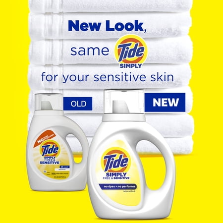 Tide Simply Liquid Laundry Detergent, Free & Sensitive, 32 fl oz, 24 Loads