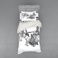 thumbnail image 2 of Ambesonne Retro Bedding Set 4 Pcs, Warrior in a Chariot, Queen, Black White, 2 of 3