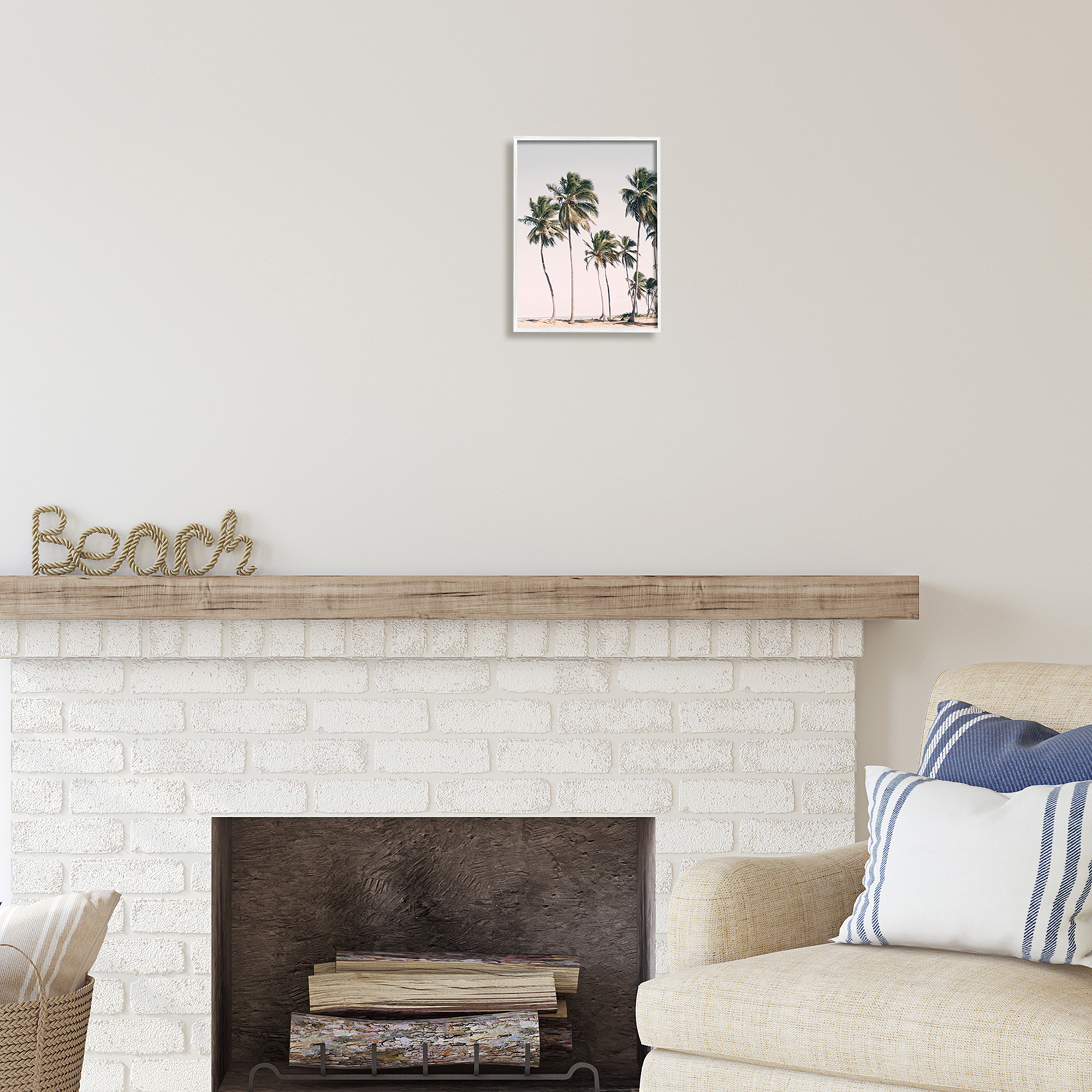 Stupell Industries Windblown Palm Trees Nature Photography White Framed Art Print Wall Art, 11 x 14