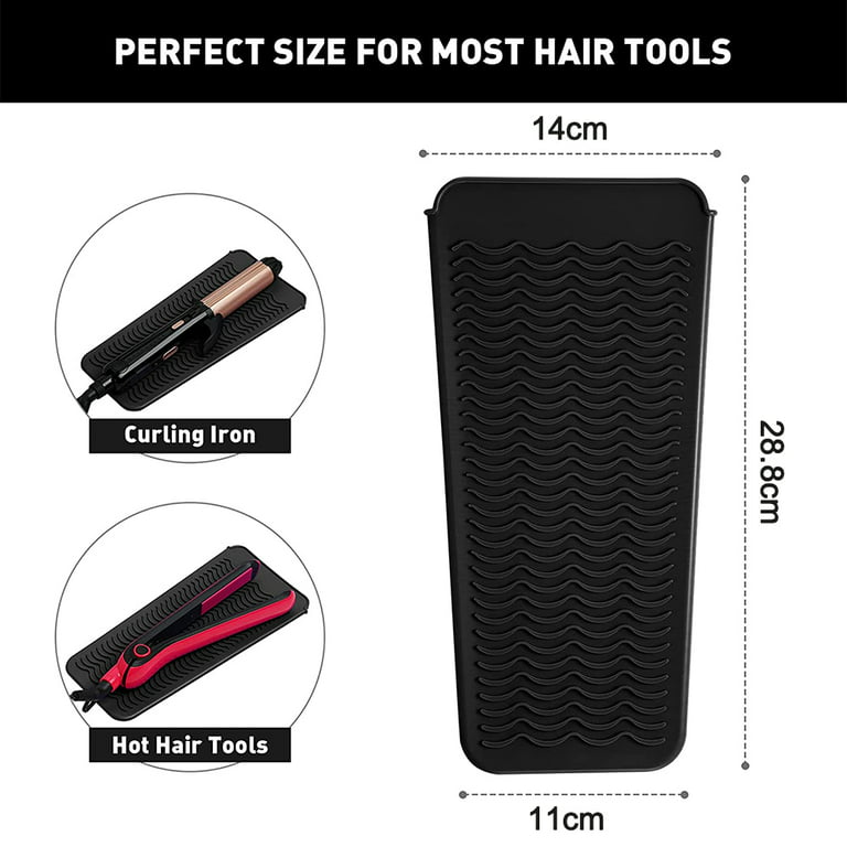 Heat Resistant Silicone Mat Pouch for Hair Straightener, Flat Iron, Curling  Iron, Hot Hair Tools, Multifunctional Silicone Curling Iron Heat Shield  Heat Proof Mat, Black 