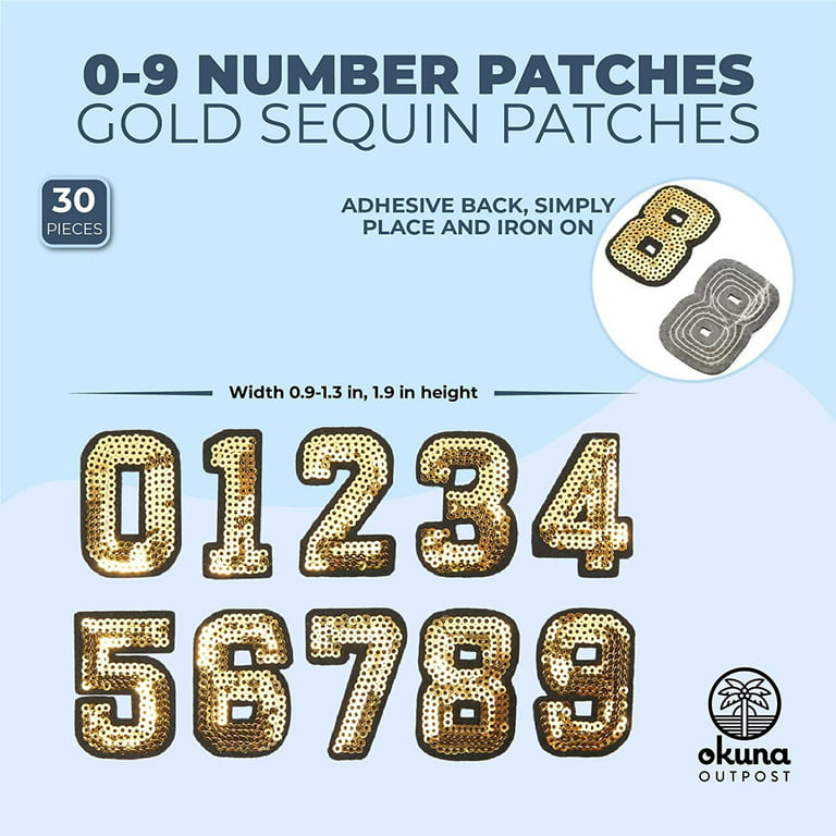 30 Pieces Numbers Patches Iron on Numbers Patches 0-9 Number Decorative Repair Patches Sew on Embroidered Applique Patches for Baseball Football