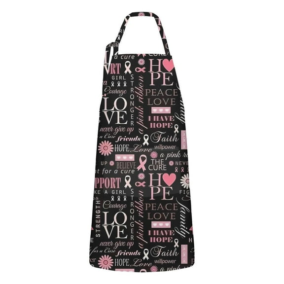 Pink Breast Cancer Awareness Apron-Garden Aprons for Women with Pockets-Cotton Linen Waterproof Kitchen Cooking Gardening Aprons Adjustable for Kitchen,Cooking,BBQ and Salon 32"x27"