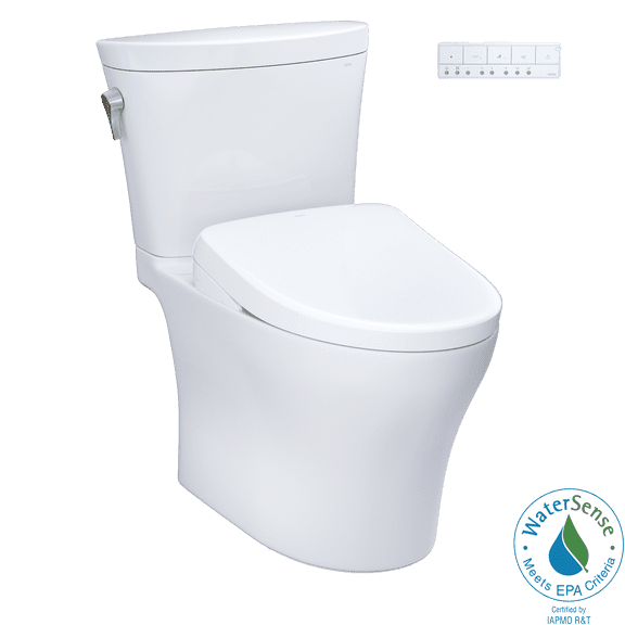 TOTO® WASHLET®  Aquia IV® Arc Two-Piece Elongated Dual Flush 1.28 and 0.9 GPF Toilet with S7 Contemporary Bidet Seat, Cotton White - MW4484726CEMFGN#01