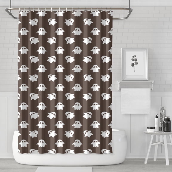 Halloween Party Shower Curtain Set with 12 Hooks, 72x72 Inch Funny Scary Decor - Waterproof Fabric for Bathroom Haunted House Theme