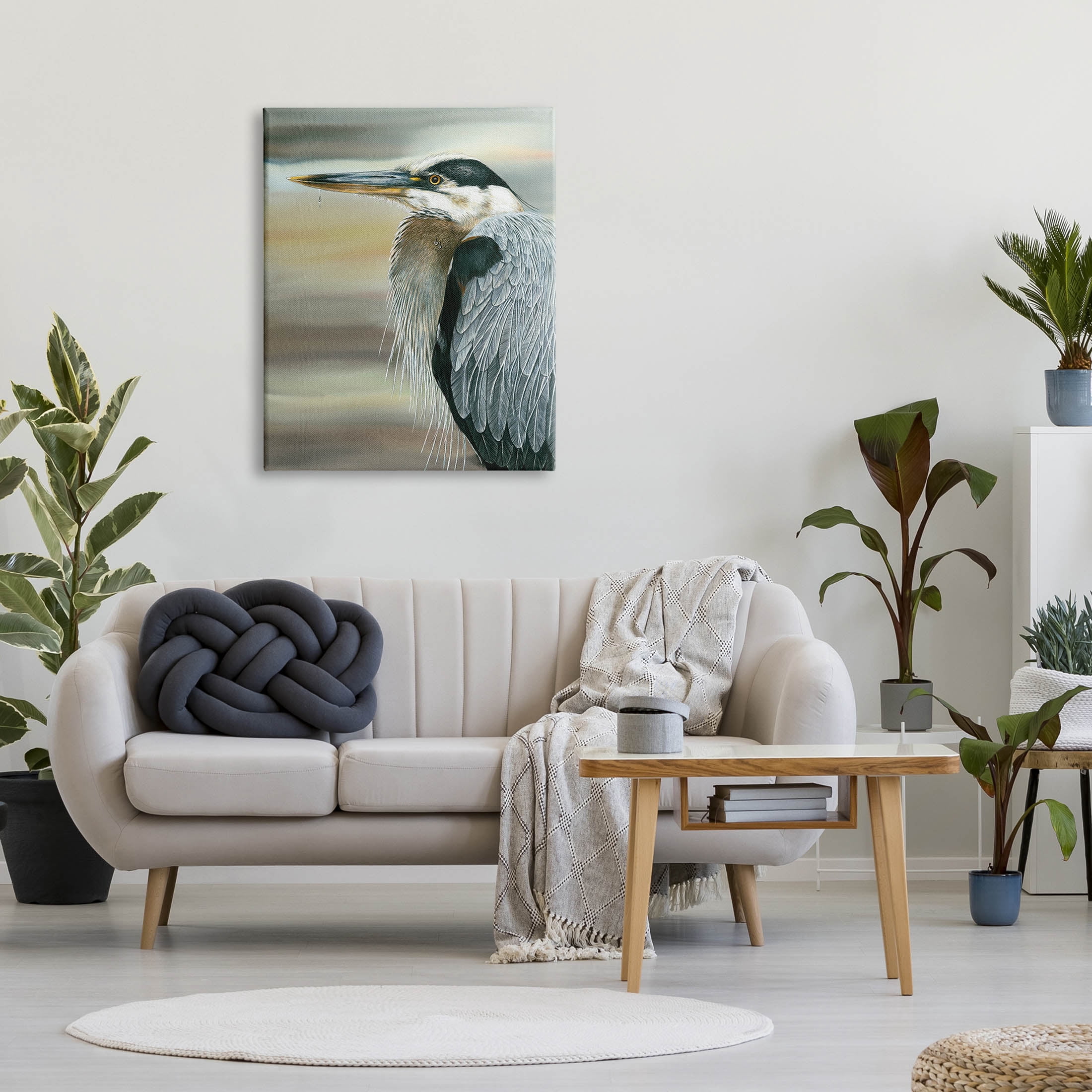 Heron Bird Feather Portrait Animals & Insects Graphic Art Gallery Wrapped Canvas Print Wall Art