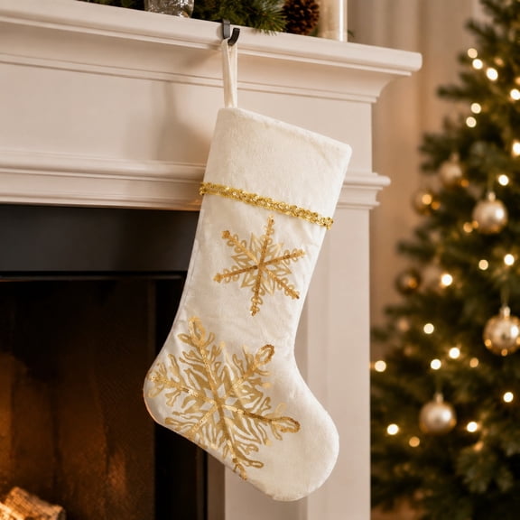 Christmas Stockings, Classic Holiday Xmas Stocking with Hanging Loop, Gift Bag for Fireplace Mantel, Tree and Family Holiday Decor