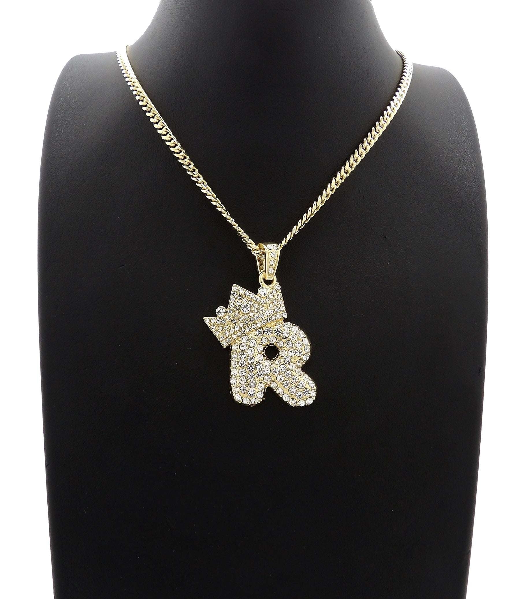 Crown Alphabet Bubble Letter Pendant 