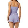 thumbnail image 3 of Conjuntos de pijama para mujeres INSPIRE CHIC de 2 piezas, tops de tirantes y pantalones cortos, ropa de dormir y loungewear, color púrpura claro, 3 of 6
