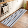 thumbnail image 2 of Blue Brown Striped 2'x6' Runner Rugs for Hallway Kitchen Bedside Non Slip Washable, Farmhouse Stripes Modern Abstract Art Entryway Rug Runners with Rubber Backing, Long Carpet Runner for Laundry Room, 2 of 8