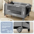 thumbnail image 2 of Baby Bassinet, Caveen 5 in 1 Baby Playard with Bassinet, Portable Baby Crib, with Removable Changing Station & Storage Organizer, Grey, 2 of 7