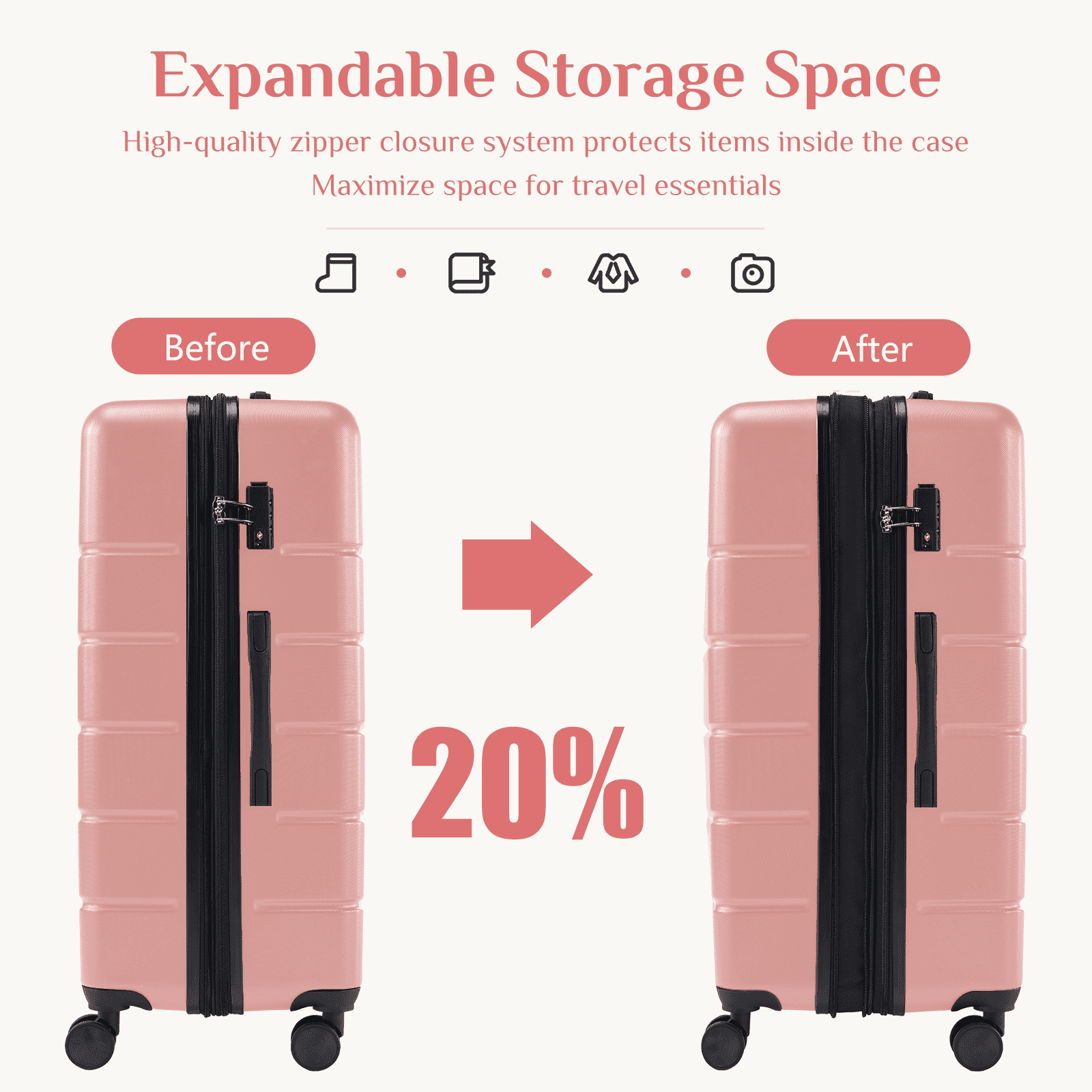 MAYEERTY 28in Hardside Luggage With Spinner Wheels Expandable And Tsa Lock Hard Shell Lightweight Roller Suitcase,Pink