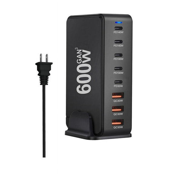 Fast Charging 600W Desktop GaN Quick PD Charger 8 Ports USB Type C Mobile Phone Laptop PC Dock Stand US Plug